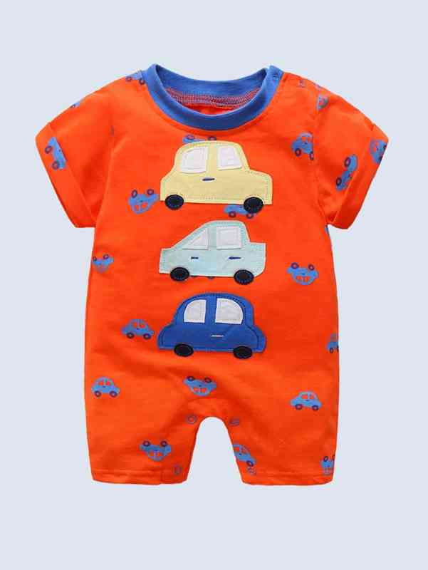 Baby Car Patched Contrast Neck Romper SHE