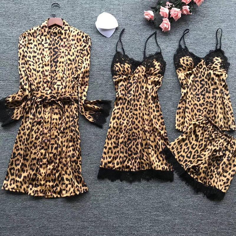 Women Pajamas Sets Satin Leopard Print Sleepwear Silk 4/2 Pieces Nightwear Pyjama Strap Lace Sleep Lounge Pijama Plus Size XL, 2pcs
Women Pajamas Sets Satin Leopard Print Sleepwear Silk 4/2 Pieces Nightwear Pyjama Strap Lace Sleep Lounge Pijama Plus Size XL, 2pcs