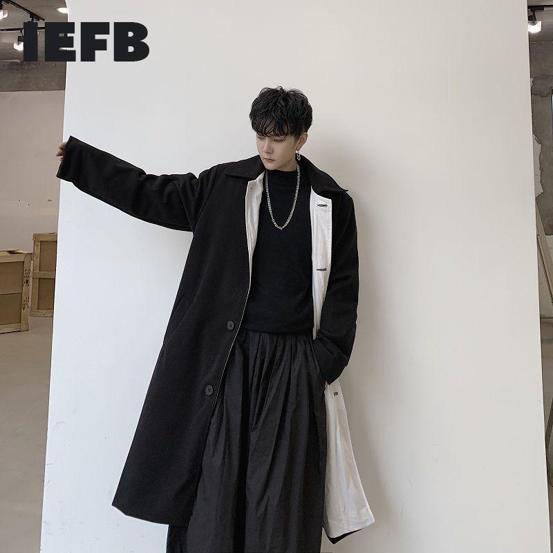 IEFB Men's Wear Niche White Lining Design Thickened Black Woolen Coat For Male Autumn Winter Mid Length Coat With Belt 9Y3124
IEFB Men's Wear Niche White Lining Design Thickened Black Woolen Coat For Male Autumn Winter Mid Length Coat With Belt 9Y3124
