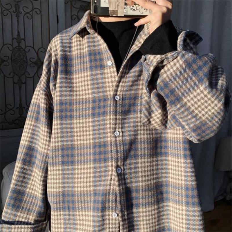 Men's Casual Shirts For Men Korean Trendy Turn-down Collar Plaid Printing Single-breasted Shirt Fashion Harajuku Male Autumn Clothing, White;black
Men's Casual Shirts For Men Korean Trendy Turn-down Collar Plaid Printing Single-breasted Shirt Fashion Harajuku Male Autumn Clothing, White;black