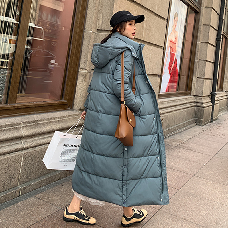 Stand Collar Parka Winter Women's Coat Oversize Female Hooded Long Down Cotton Jacket Ladies Autumn New Fashion 201110