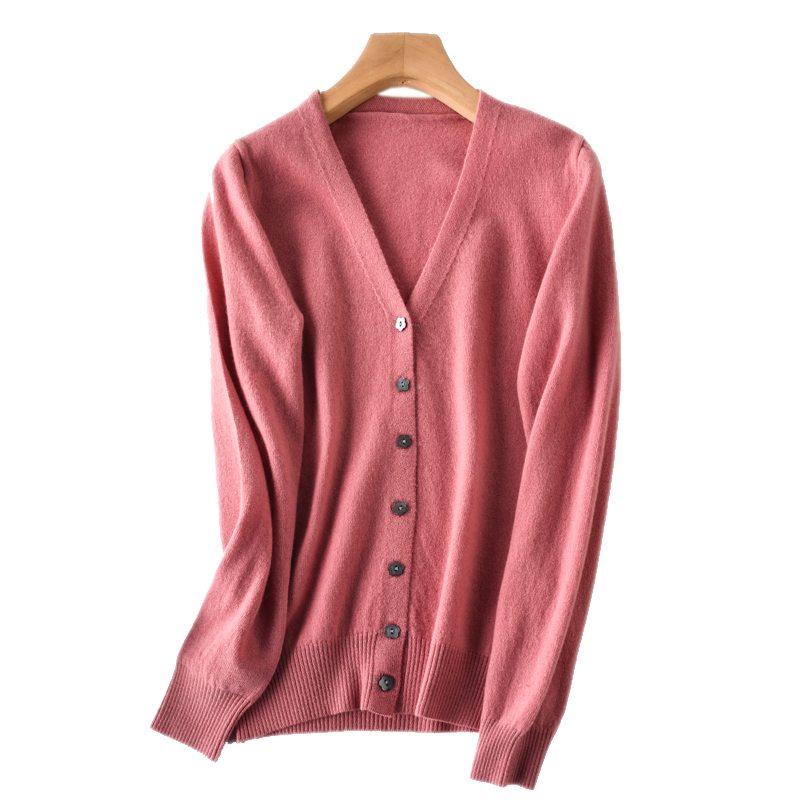 100% Wool Knitted Cardigans for Woman Jackets New Fashion V-neck Long Sleeve Sweaters Ladies Soft Woolen Cardigan M~XXL 201030