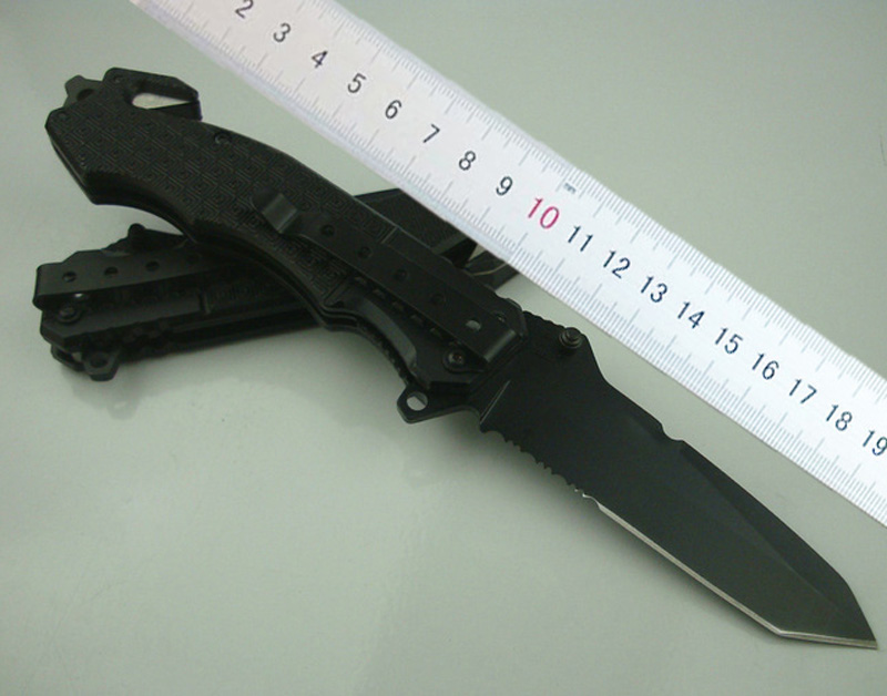 Top Quality 229 survival Folding 7Cr17 58HRC Black blade Outdoor hunting knife knives with Retail Paper box