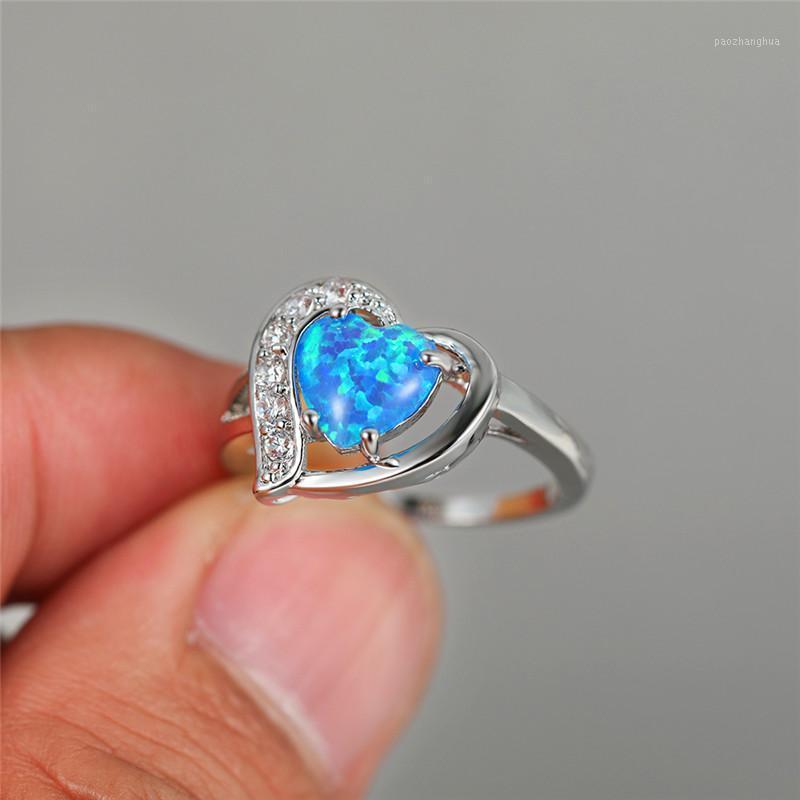 Wedding Rings Cute Female Love Heart Stone Ring White Zircon Blue Fire Opal Classic Silver Color Engagement For Women Party Jewelry, Slivery;golden
Wedding Rings Cute Female Love Heart Stone Ring White Zircon Blue Fire Opal Classic Silver Color Engagement For Women Party Jewelry, Slivery;golden