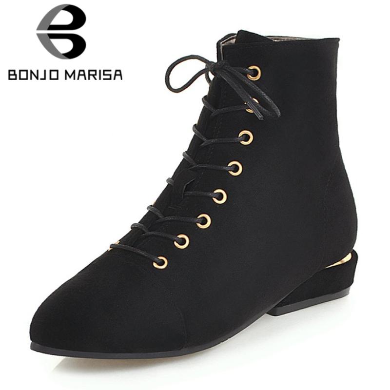 BONJOMARISA 2020 Autumn Winter Big Size 34-43 Women Flat Ankle Boots Pointed Toe lace-up Add Fur Casual Low Heel Shoes Woman, Black no fur
BONJOMARISA 2020 Autumn Winter Big Size 34-43 Women Flat Ankle Boots Pointed Toe lace-up Add Fur Casual Low Heel Shoes Woman, Black no fur