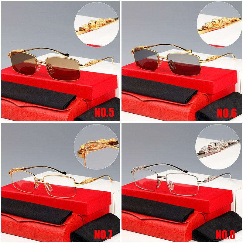 2021ic Fashion Square Sunglasses Men Women Exquisite Cheetah Optical Eyeglasses Small Leopard Sier Gold Metal Frames Unisex With Box Good quality