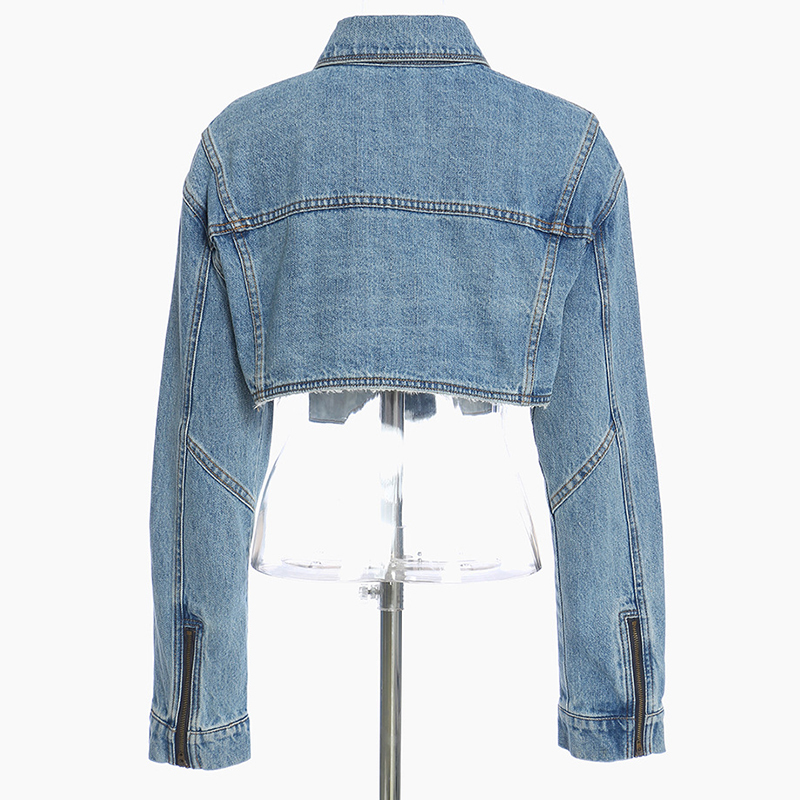 TWOTYLE Patchwork Tassel Denim Jacket For Women Lapel Long Sleeve Casual Short Coats Female Autumn Fashion Style 201017
