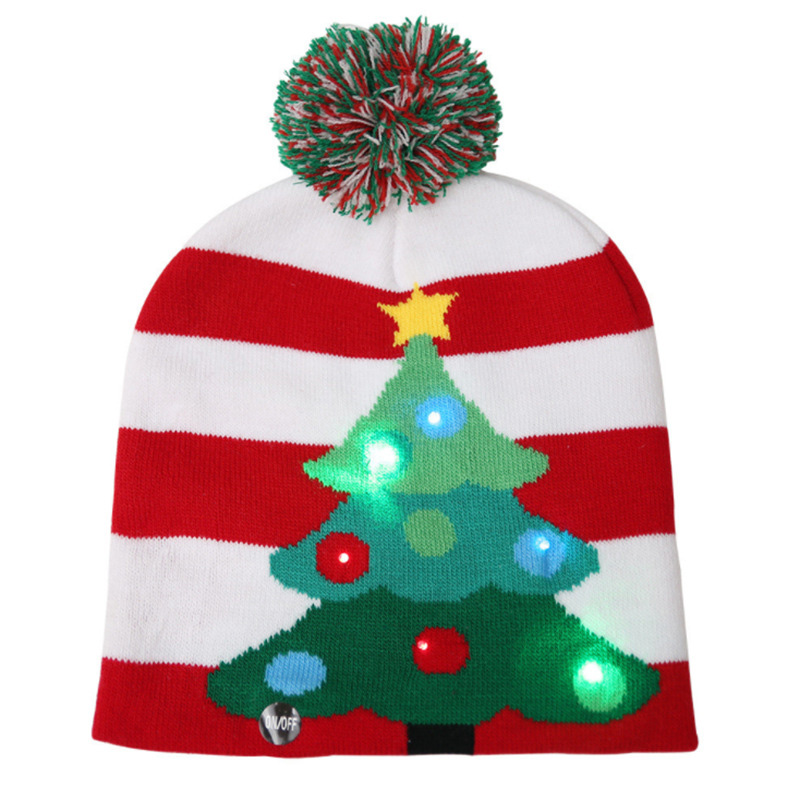 New Christmas Hat Adult Colored Luminous Warm Hat Fashion Christmas LED Illuminated Ski Hat Luminous Scarf