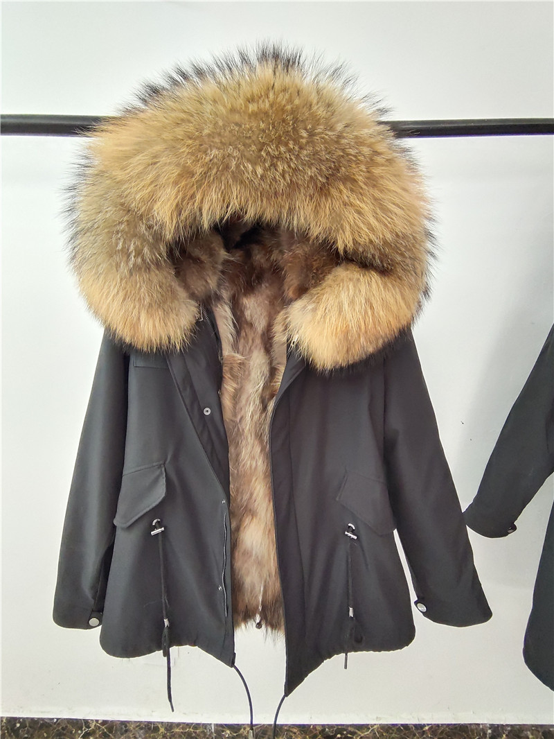 Parka Men Winter Jacket Hooded Nature Raccoon Lining Jackets Man Real Fur Coat 201027