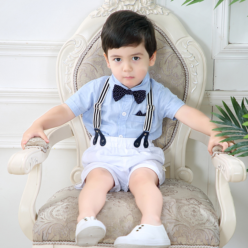 Newborn Baby Boy Romper Bow Formal Gentleman Suit For Summer Clothes Children Romper + White Shorts Newborn Clothing Set Size 59 LJ201023 - view 4
