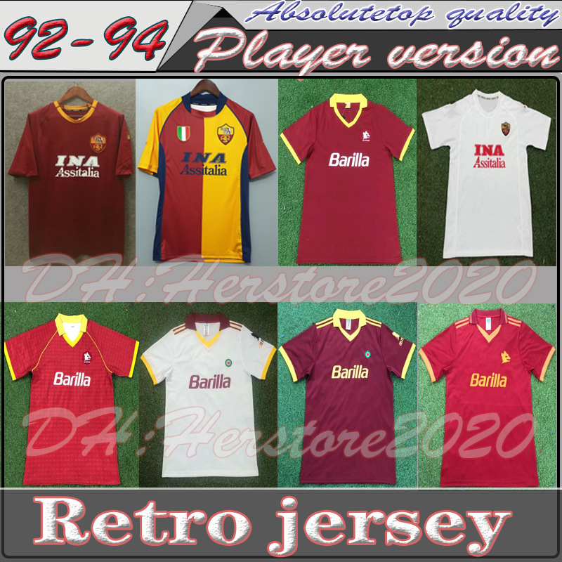 00 01 90 1991 1992 1994 Rome Retro soccer jersey TOTTI GIANNINI jersey 01 02 AS Rome classic commemorate Collection Maglia da calcio, Qq
00 01 90 1991 1992 1994 Rome Retro soccer jersey TOTTI GIANNINI jersey 01 02 AS Rome classic commemorate Collection Maglia da calcio, Qq