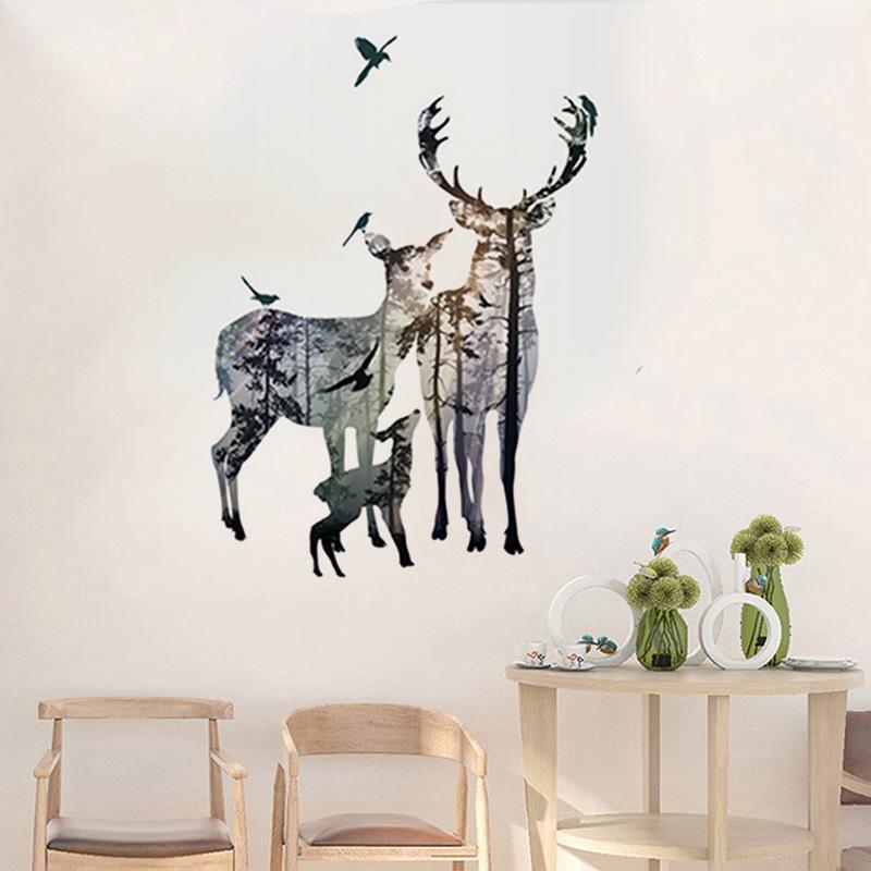 

Creative Elk Silhouette Wall Decals Nordic Style Wall Sticker Decals for Living Room Mural Deer Poster Decor Sticker