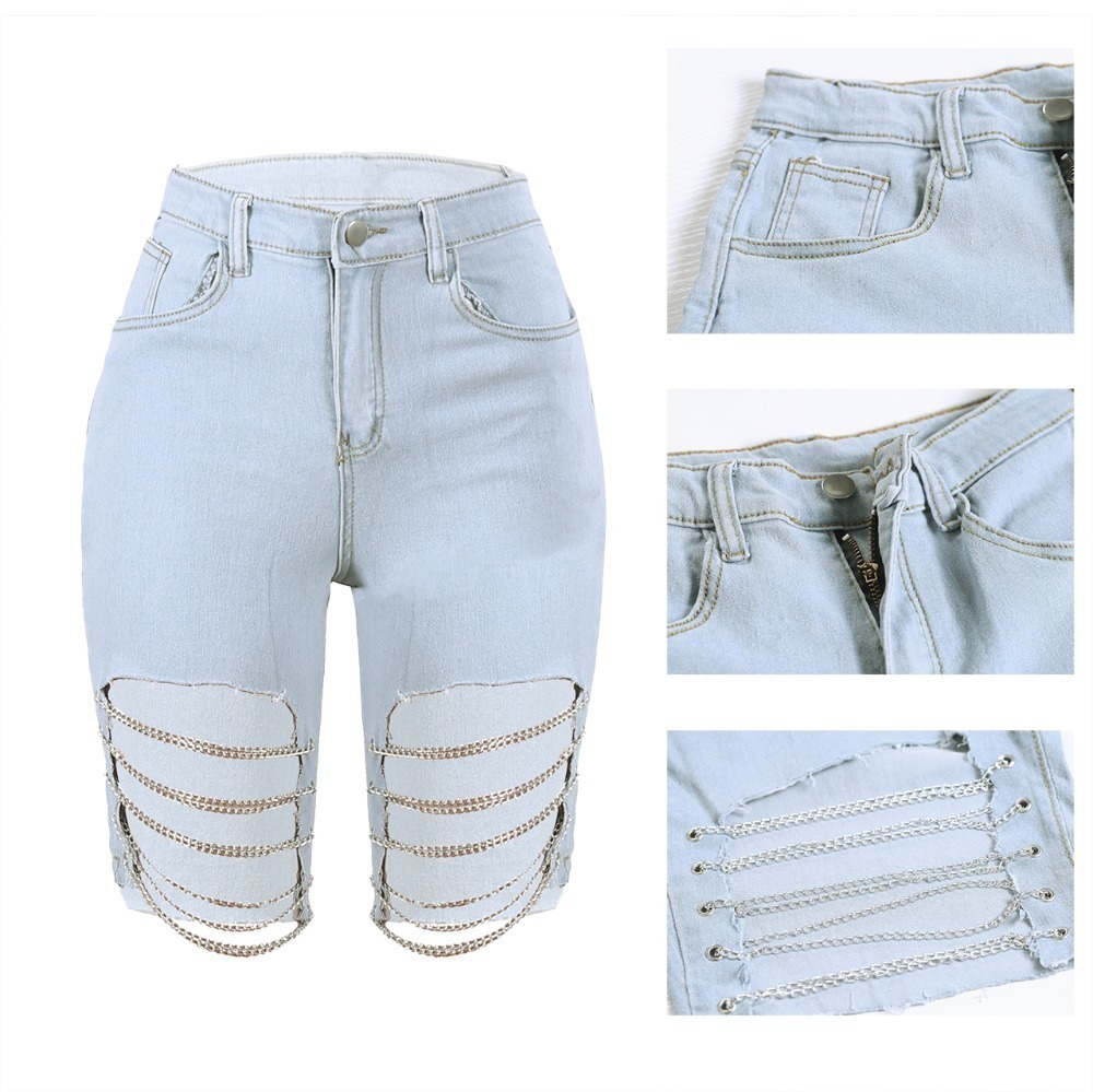 Tsuretobe Sexy Club Denim Two Piece Outfits Women Backless Crop Top And Jeans Shorts Set Ladies Fashion Casual Hole Set Female T200325