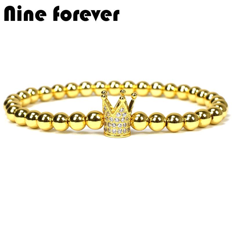 Nine forever crown charms Bracelet men jewelry beads strand Bracelets for women pulseira masculina feminina valentines day gift