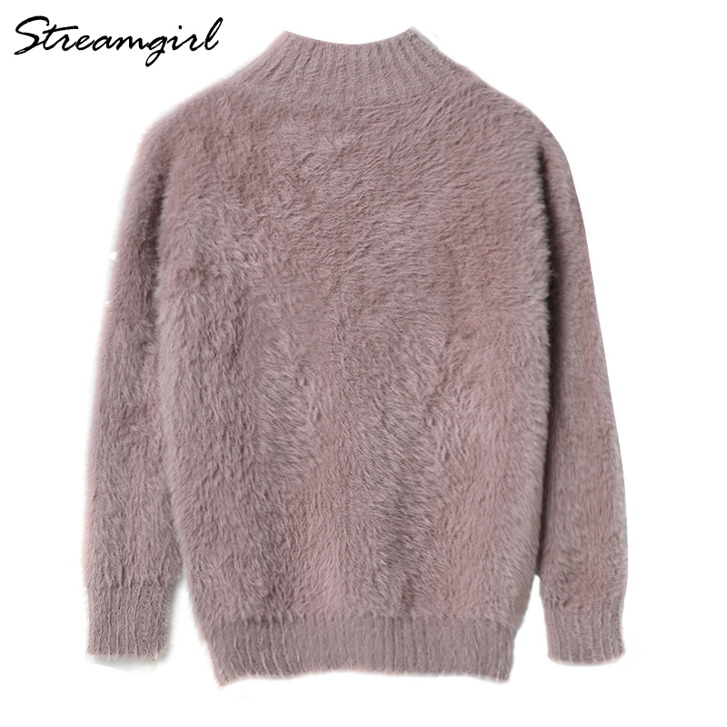 Winter Fluffy Sweater Women Jumper Loose Thick White Turtleneck Pull Femme Sweaters For Women Winter Knitted Sweater Woman 201224