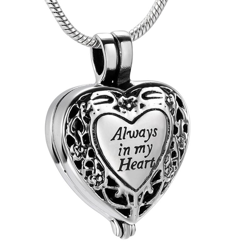 LKJ9958 "Always in my Heart" Custom Heart Lockets Hold Gold Mini Tube to Hold Ash Keepsake Jewelry, Free Filling Kit
LKJ9958 "Always in my Heart" Custom Heart Lockets Hold Gold Mini Tube to Hold Ash Keepsake Jewelry, Free Filling Kit