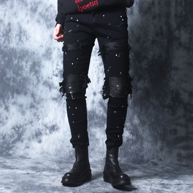 2021 New Paint High-street Spatter Personality Patch Knee Black Holes Fashion Men's Denim Pants Skinny Slim Korean Version of Trend. 9Y44
2021 New Paint High-street Spatter Personality Patch Knee Black Holes Fashion Men's Denim Pants Skinny Slim Korean Version of Trend. 9Y44