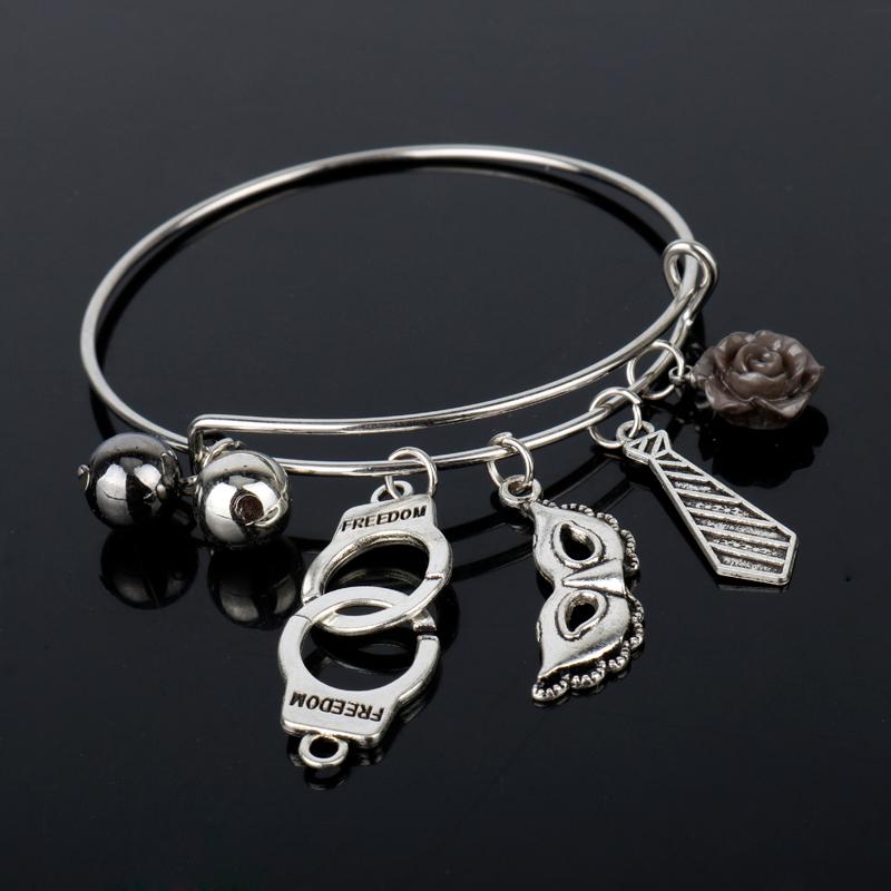 Charms Jewelry Inspired by 50 Fifty Shades of Grey Christian Gray SOG Trilogy Handcuffs Masquerade Mask Tie Bangles Bracelets
Charms Jewelry Inspired by 50 Fifty Shades of Grey Christian Gray SOG Trilogy Handcuffs Masquerade Mask Tie Bangles Bracelets