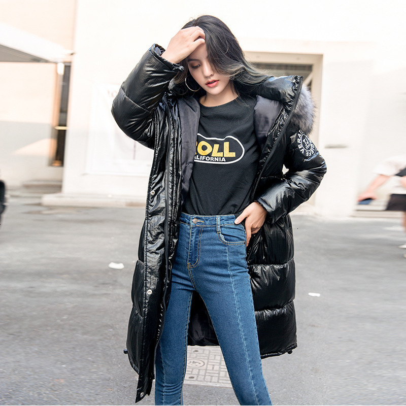 Plus Size Casual Thick Zipper Puffer Fashion Women Winter Jacket Fur Warm Long Coat Female Parka Hooded Jackets Oversized 201017