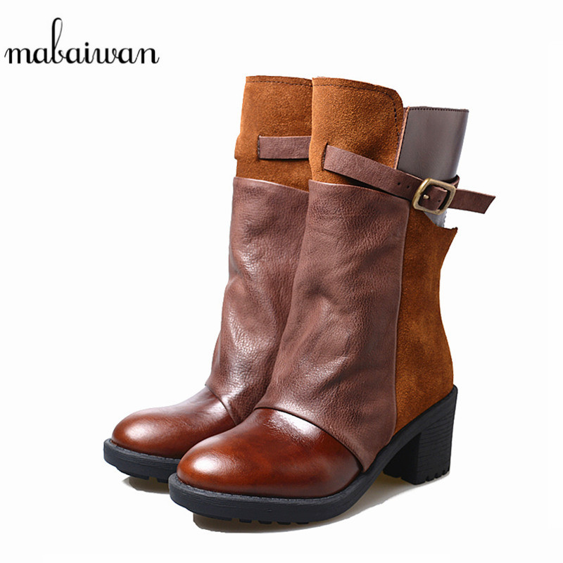 Mabaiwan Handmade Casual Women Shoes Winter Autumn Retro Motorcycle Mid-Calf Boots High Heel Genuine Leather Shoes Woman's Pumps, Green leather
Mabaiwan Handmade Casual Women Shoes Winter Autumn Retro Motorcycle Mid-Calf Boots High Heel Genuine Leather Shoes Woman's Pumps, Green leather