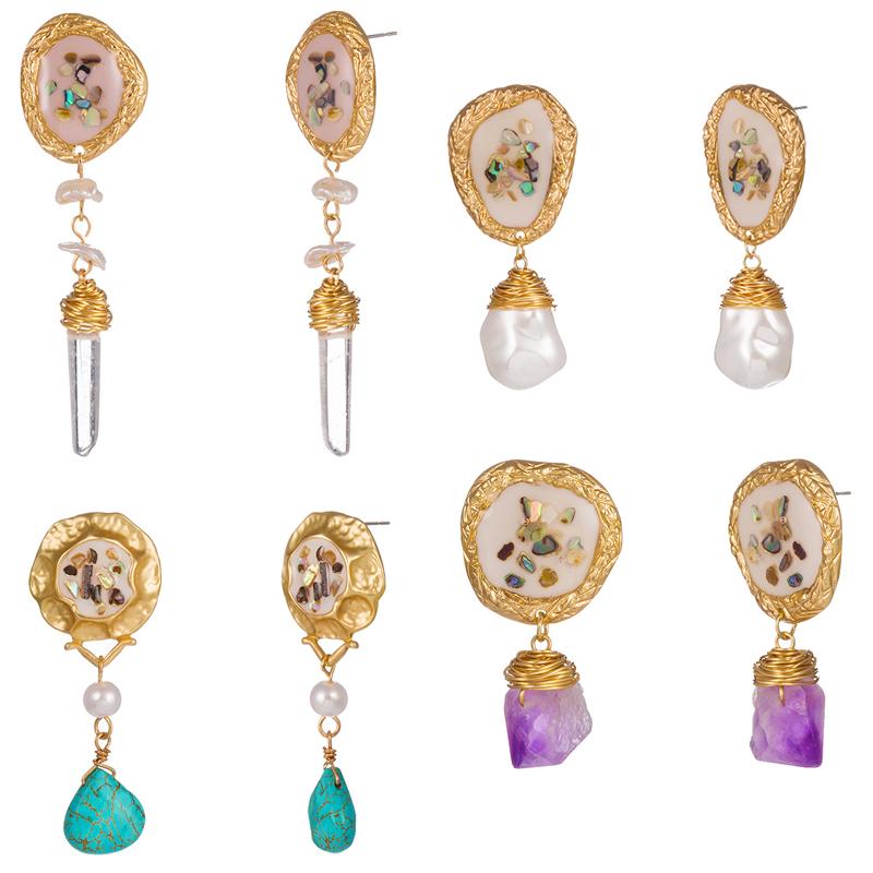 Broken Shell Dangle Earrings Delicate Pear Natural Stone Crystal Glaze Gold Wire Wrapped Earring 2020 Fashion Women Gift For Her
Broken Shell Dangle Earrings Delicate Pear Natural Stone Crystal Glaze Gold Wire Wrapped Earring 2020 Fashion Women Gift For Her