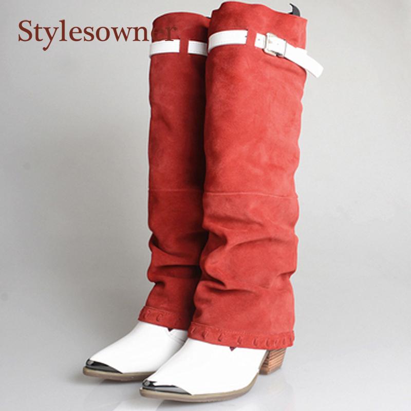Retro Matte Cow Leather Knee-High Western Boots Handsome Buckle Strap Pointed Toe Cow Suede Tube Square-heel Booties Woman, Grey
Retro Matte Cow Leather Knee-High Western Boots Handsome Buckle Strap Pointed Toe Cow Suede Tube Square-heel Booties Woman, Grey