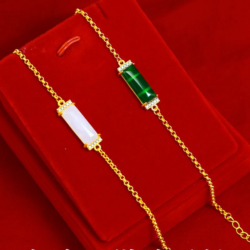 Fashion Pretty 18k Gold Filled Inlaid Chalcedony Gem Womens Bracelet Traditional Jewelry gift Simple Style Accessories
Fashion Pretty 18k Gold Filled Inlaid Chalcedony Gem Womens Bracelet Traditional Jewelry gift Simple Style Accessories