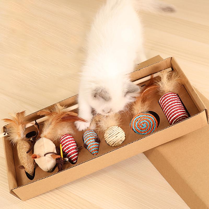 Cat Teaser Toy 7pcs/set Rope Cats Interactive Stick Toys Kitten Mouse Fishing Game Wand Pet Playing Rod with Feather
Cat Teaser Toy 7pcs/set Rope Cats Interactive Stick Toys Kitten Mouse Fishing Game Wand Pet Playing Rod with Feather