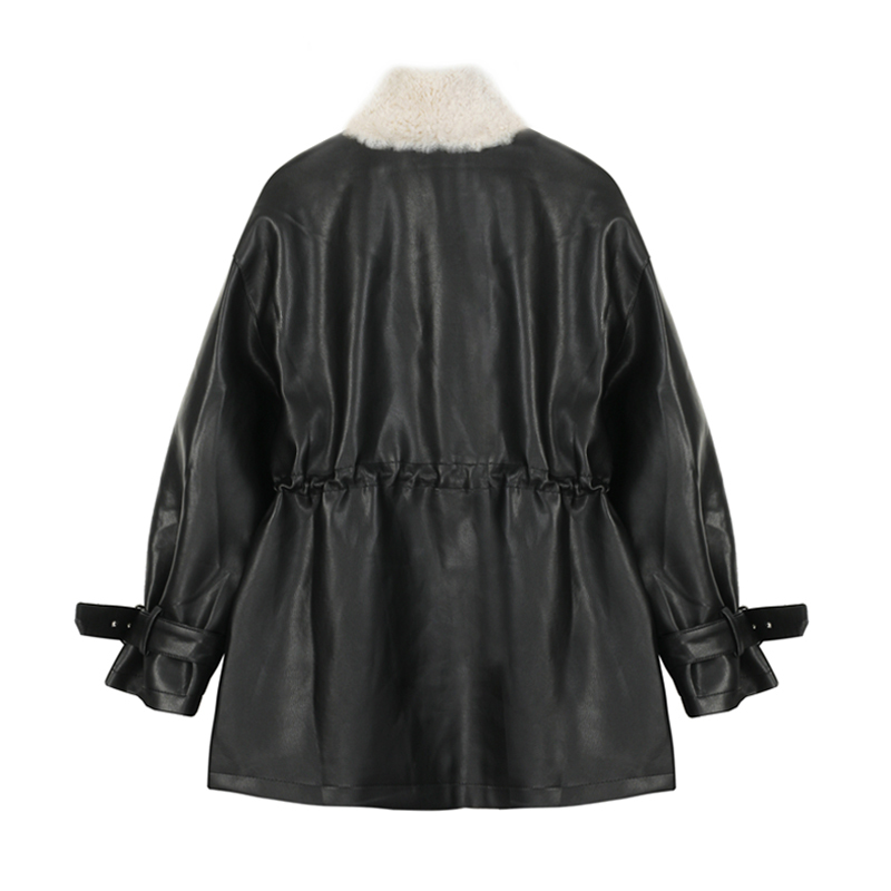 Faux Fur Coat Women Leather Jacket Autumn Winter Warm Plush Thick Suede Outerwear Lambs Wool Short Motorcycle Coats Female 201226