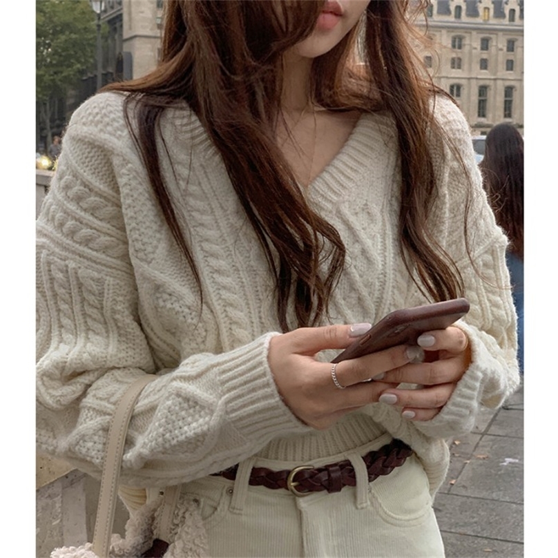 Women Sweater pullover Female knitting overszie sweaters Long Sleeve Girls Tops Loose Elegant Knitted Outerwear thick sexy 201223