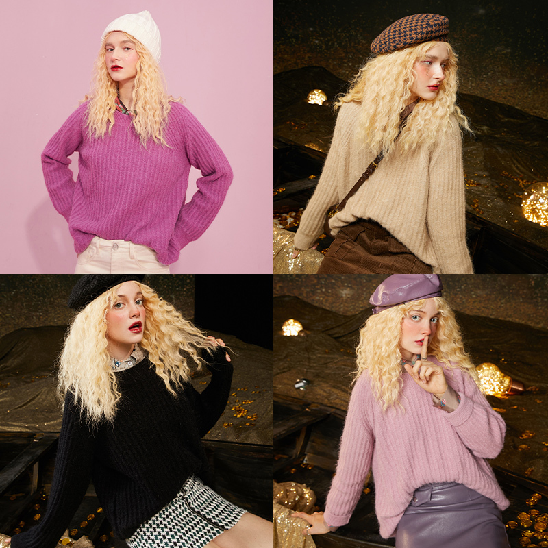 ELFSACK Multicolor Solid Loose Casual Women Pullover Sweaters, Autumn ELF Pure Minimalist Korean Ladies Basic Daily Soft Top 201223
