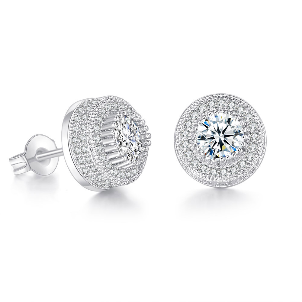 Stainless steel Luxury Whitel Zircon Ear Studs For Women Men Gold Color Hiphop Jewelry Earrings For Lover Gifts