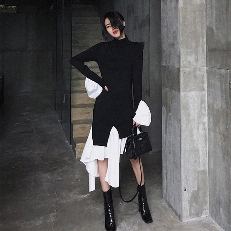JXMYY Autumn/winter 2020 new Korean style splicing irregular retro slim long skirt is thin and high quality knitted dress women #TS6A, Black;gray
JXMYY Autumn/winter 2020 new Korean style splicing irregular retro slim long skirt is thin and high quality knitted dress women #TS6A, Black;gray