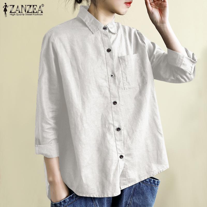 ZANZEA Women Long Sleeve Blouse Autumn Lapel Neck Pleated Shirt Solid Female High Low Tops Casual Cotton Linen Blusas Plus Size, White
ZANZEA Women Long Sleeve Blouse Autumn Lapel Neck Pleated Shirt Solid Female High Low Tops Casual Cotton Linen Blusas Plus Size, White