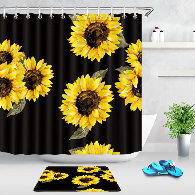 Sunflower Shower Curtain Yellow Flowers Black Background Spring Plant Floral Creative Art Waterproof Fabric Bathroom Curtain Set
Sunflower Shower Curtain Yellow Flowers Black Background Spring Plant Floral Creative Art Waterproof Fabric Bathroom Curtain Set