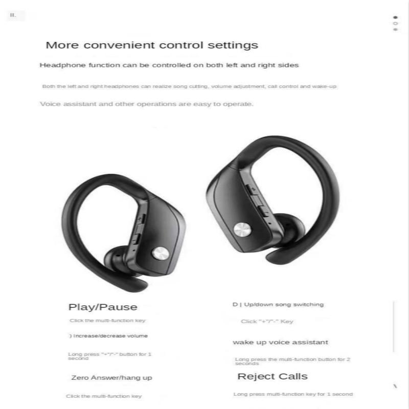 Headphones Earphones TWS T32 Bluetooth 50 Wireless Headset Double Hanging Ear Digital Display Noise Reduction Inear Stereo Gam