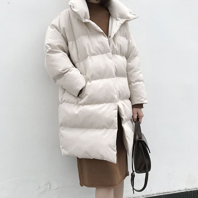 Winter jacket women Oversize Thick Long Parkas Sleeve Buttons Pockets Coat Korean outwear 210521