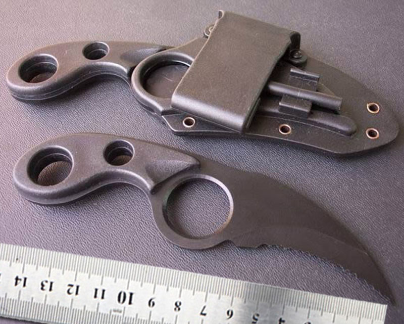High Quality Karambit 440C Black Serrated Blade Full Tang ABS Plastic Handle Fixed Blades Claw Knives Tactical Knife With Kydex