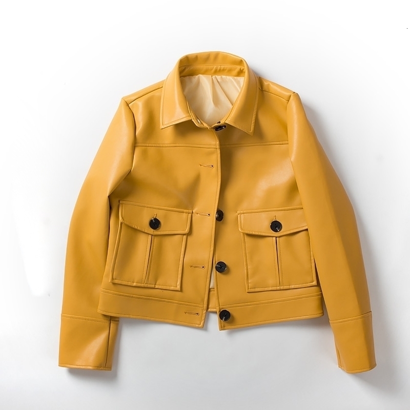 Women 2021 New Fall From the Single Soft Jacket Breasted Female Leather 8CXE, Yellow.
Women 2021 New Fall From the Single Soft Jacket Breasted Female Leather 8CXE, Yellow.