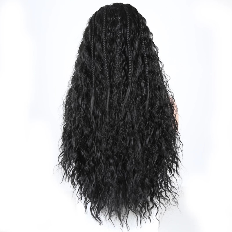 Long Braided Wigs for Black Women Synthetic Lace Front Wig with Baby Hair Box Braids Natural Free Part Cosplay Wig