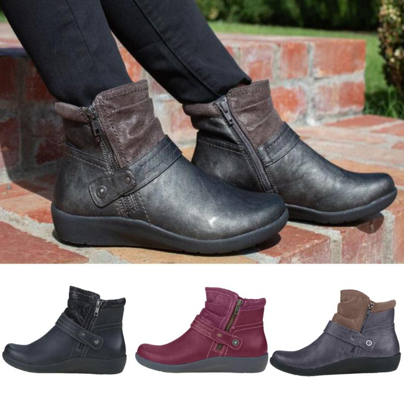 Women PU Leather Zipper Up Low Heel Ankle Boots Comfy Flat Boots Casual Round Toe Rubber Basic Solid Ladies Short, Red
Women PU Leather Zipper Up Low Heel Ankle Boots Comfy Flat Boots Casual Round Toe Rubber Basic Solid Ladies Short, Red