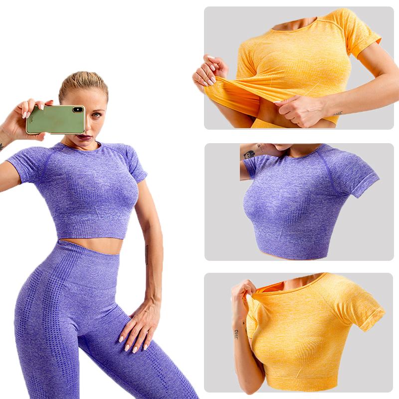 2021 new sports crop top women' fashion seamless yoga shirt high stretch breathable short sleeve women' sportswear, Beige
2021 new sports crop top women' fashion seamless yoga shirt high stretch breathable short sleeve women' sportswear, Beige