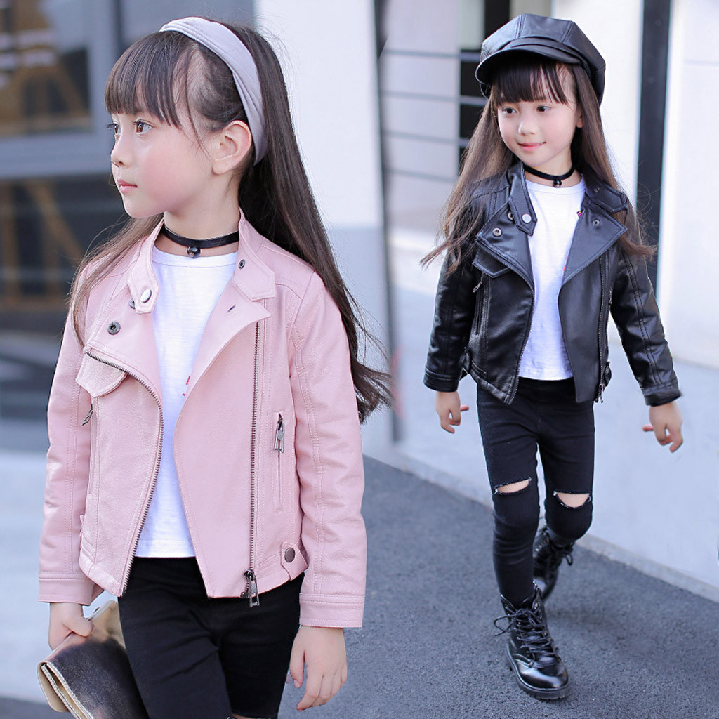 Boys and girls autumn and winter long sleeve jackets Toddler kids PU leather jacket Fashion children's jacket zipper coat#LR2 201126