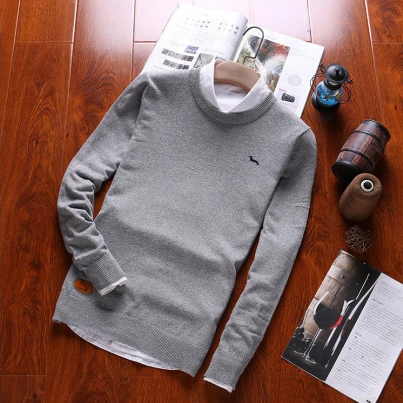 Mens Sweaters New Autumn Winter Men Sweater Cotton Pullovers Long Sleeve O-neck Embroidery M L XL 2XL 3XL White Red Black 201026