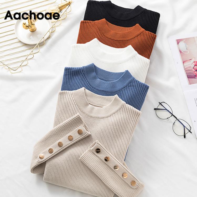 Aachoae Spring Women Long Sleeve Sweater Winter Knitted Turtleneck Casual Cashmere Pullover Metal Buttons Split Cuff Basic Top 200929, White
Aachoae Spring Women Long Sleeve Sweater Winter Knitted Turtleneck Casual Cashmere Pullover Metal Buttons Split Cuff Basic Top 200929, White