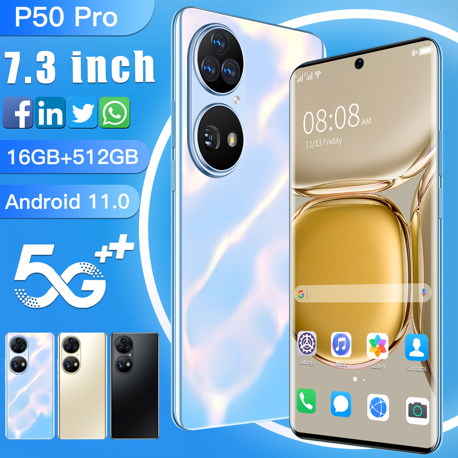 HOT Selling Android Phones P50PRO+ Global Version Original agm Smartphone 6.7inch Cellphone Dual SIM Camera 5G 4G Cell Mobile Smart Phone Face Un
