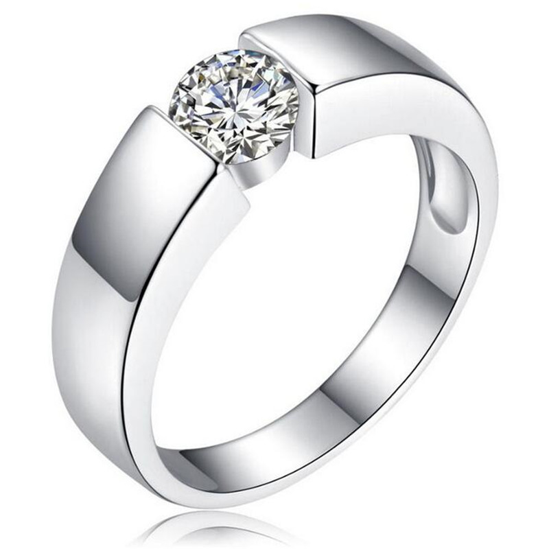 Sterg Sier & Rose Gold Fill Solitaire Cubic Zirconia Wedding Ring for Women, Simple Fashion Jewelry Gift 9eb9