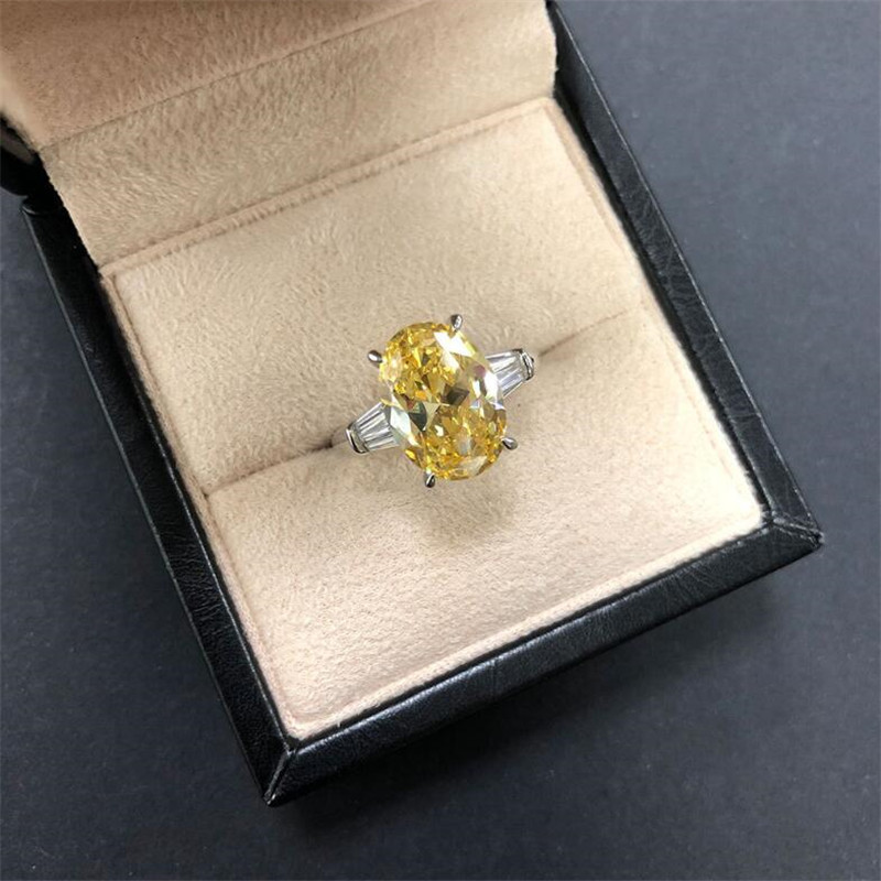 Classical 4 Claw Fine Jewelry 925 Sterling Silver Large Oval Cut Multi Color Gemstones Moissanite Eternity Women Wedding Bridal Ring Gift