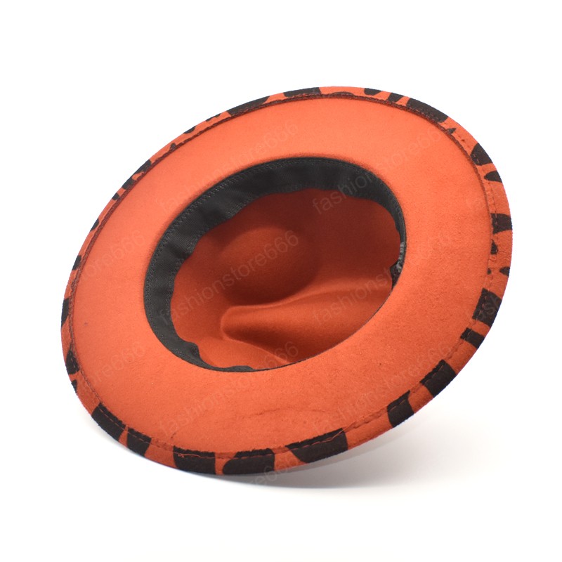 New Fashion Cow Print Jazz Caps Men Fedoras Hats Women Wool Felt Wide Brim Vintage Cowboy Hat