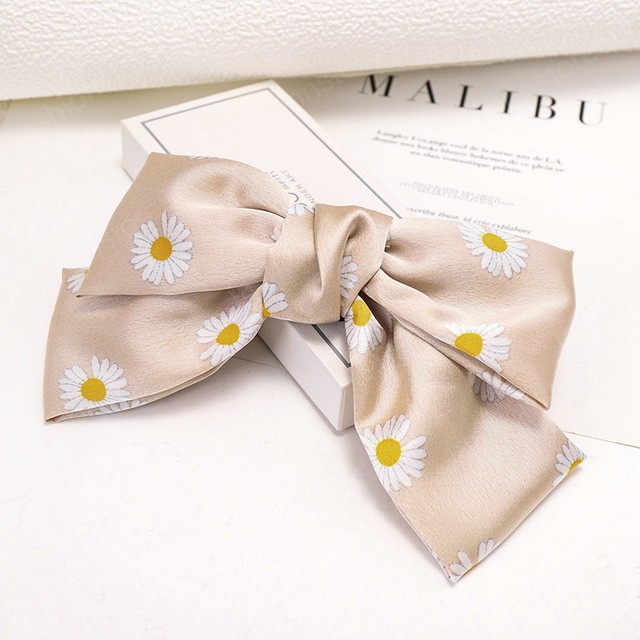 Daisy Knotted Bow Hairpin Women Hair Clips Hair Jewelry Accessories Barrettes Girls Headwear Headdress Print Spring Clips